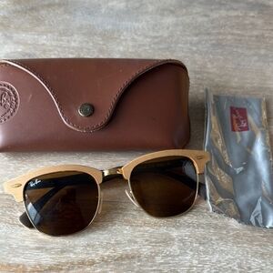 Ray-Ban Gold and Brown Sunglasses with Case